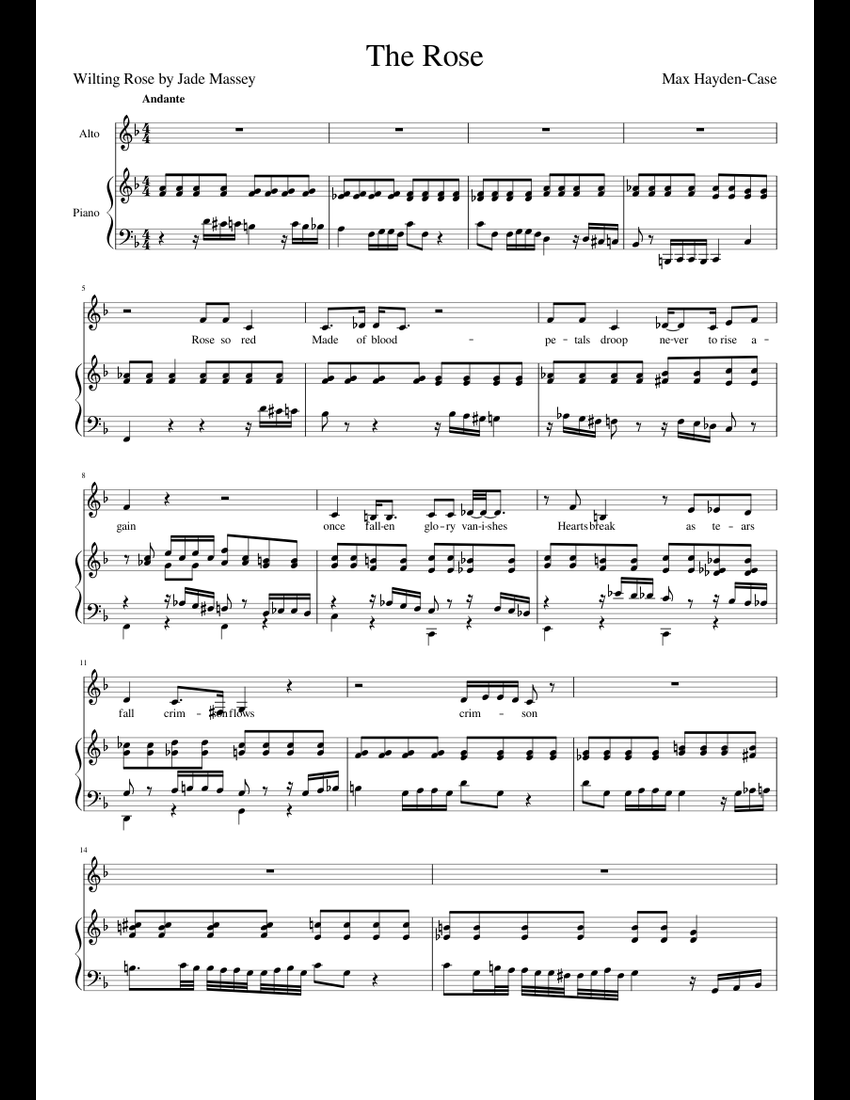 The Rose sheet music for Piano, Voice download free in PDF or MIDI
