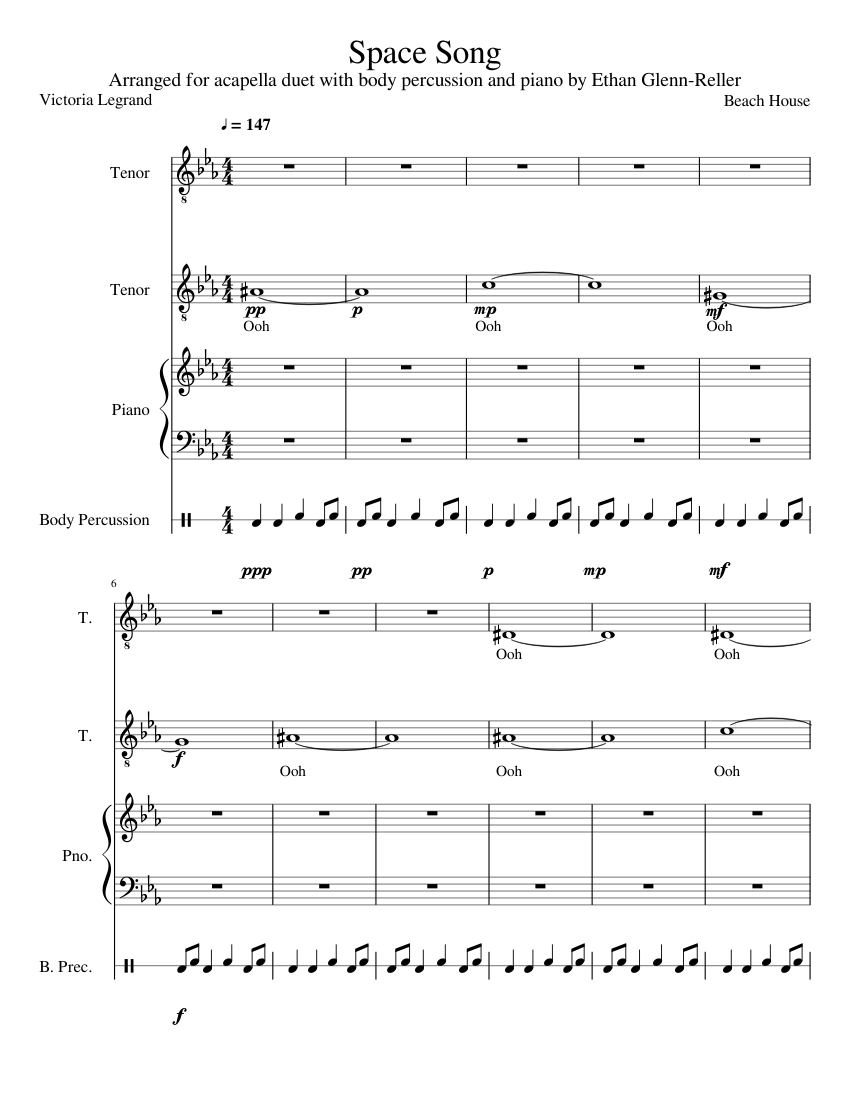 Space Song (Beach House arrangement) sheet music for Piano, Voice