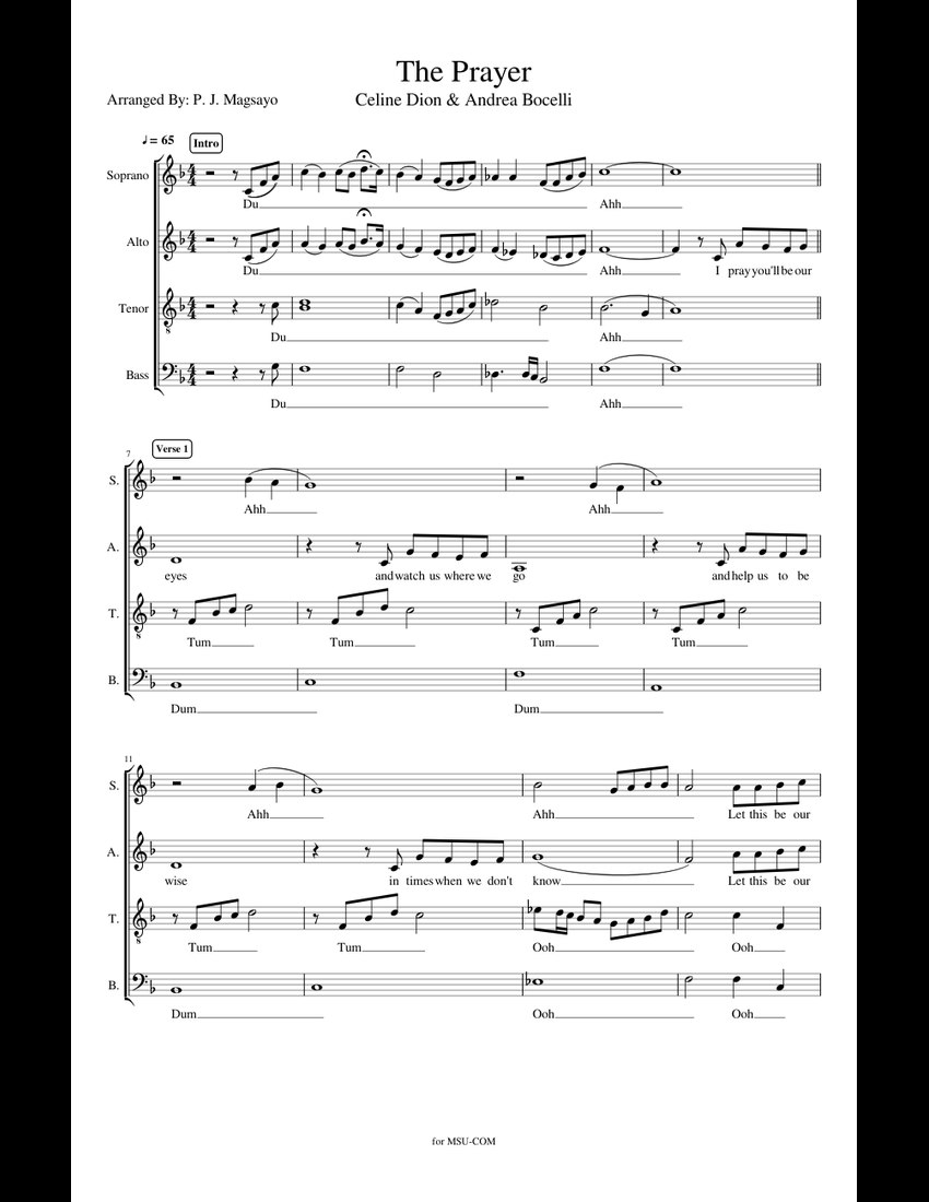 The Prayer sheet music for Voice download free in PDF or MIDI