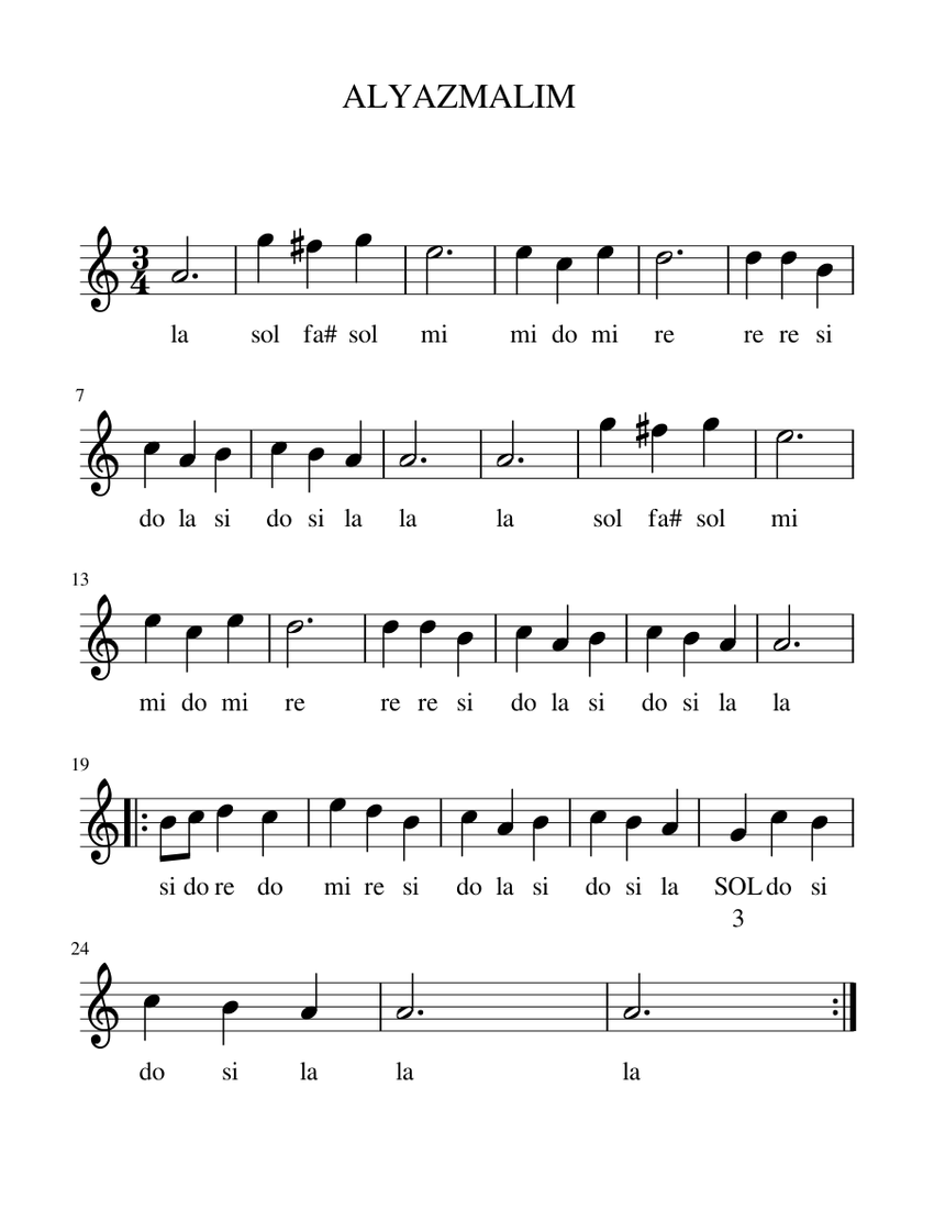 ALYAZMALIM Sheet music for Piano | Download free in PDF or MIDI