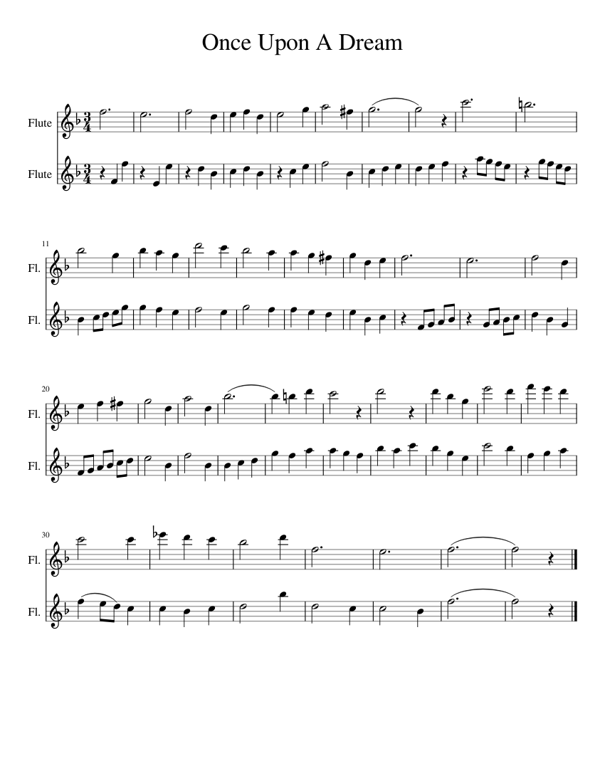 Once Upon A Dream sheet music for Flute download free in PDF or MIDI