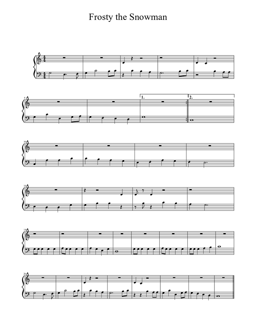 Frosty the Snowman Sheet music | Download free in PDF or MIDI ...