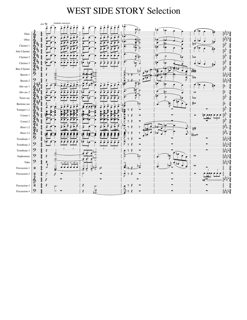 WEST SIDE STORY Selection Sheet music for Trumpet (In B Flat), Trombone ...