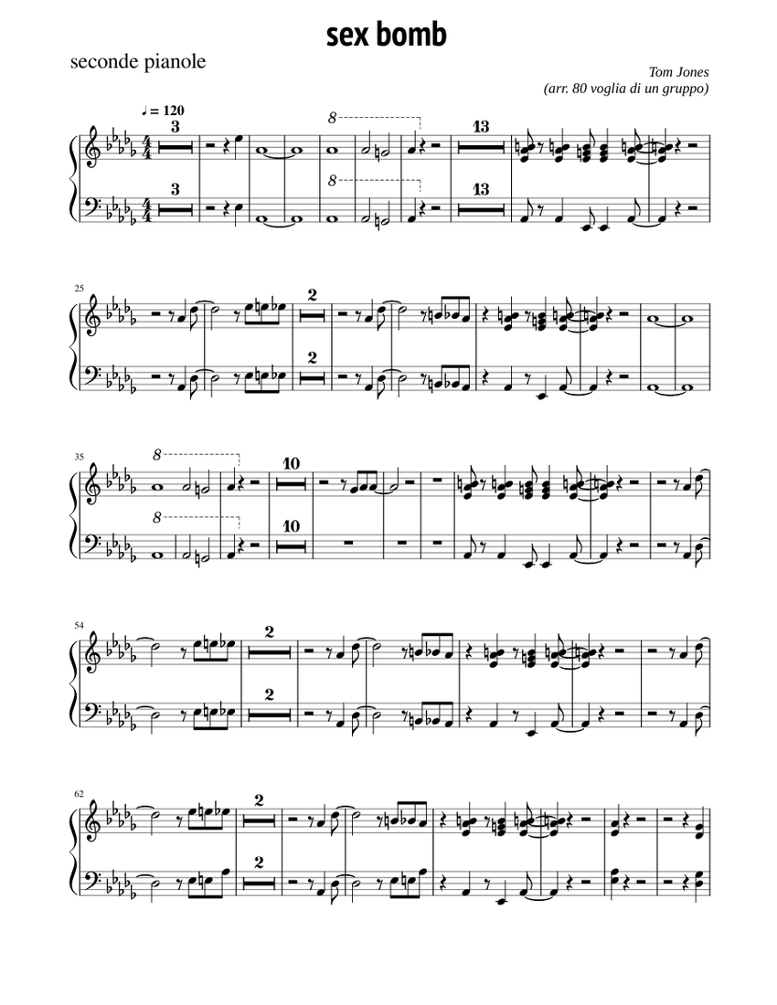Sexbomb Sheet Music For Organ Solo 