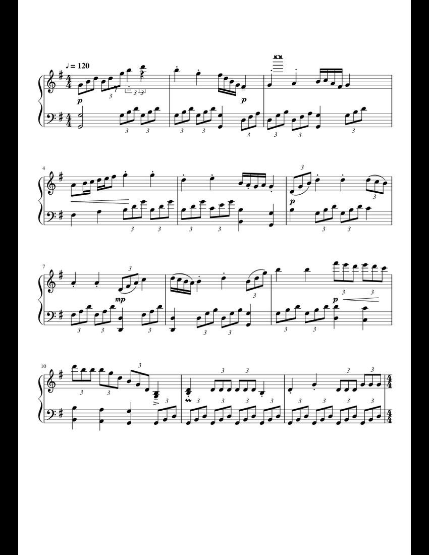 August sheet music for Piano download free in PDF or MIDI