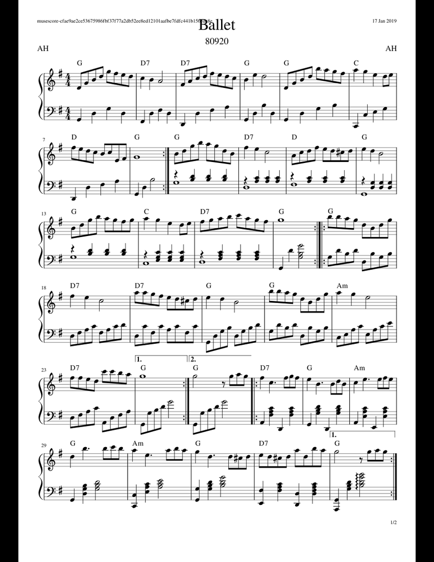 80920 Ballet 2 sheet music for Piano download free in PDF or MIDI