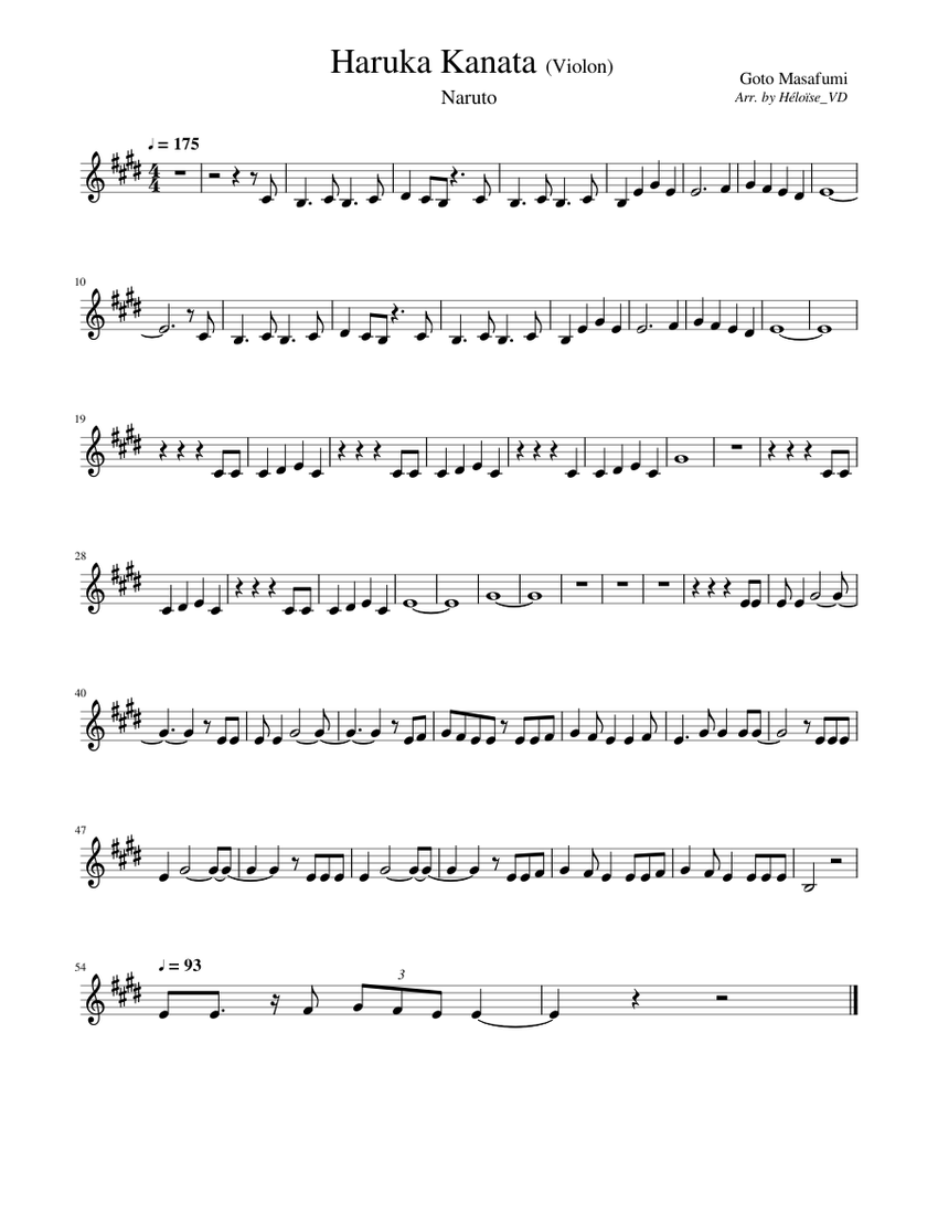 Naruto Haruka Kanata (Violon) Sheet music for Violin (Solo)