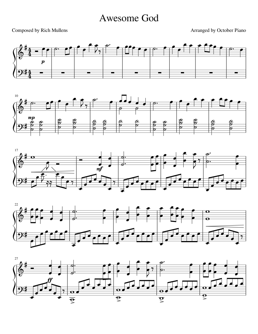 Awesome God Sheet music for Piano | Download free in PDF or MIDI