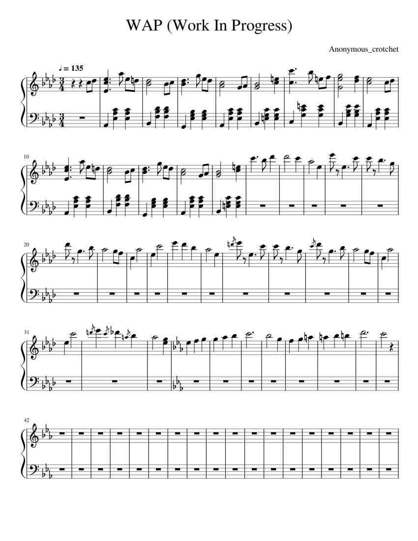 WAP (Work In Progress) Sheet music for Piano (Solo) | Musescore.com