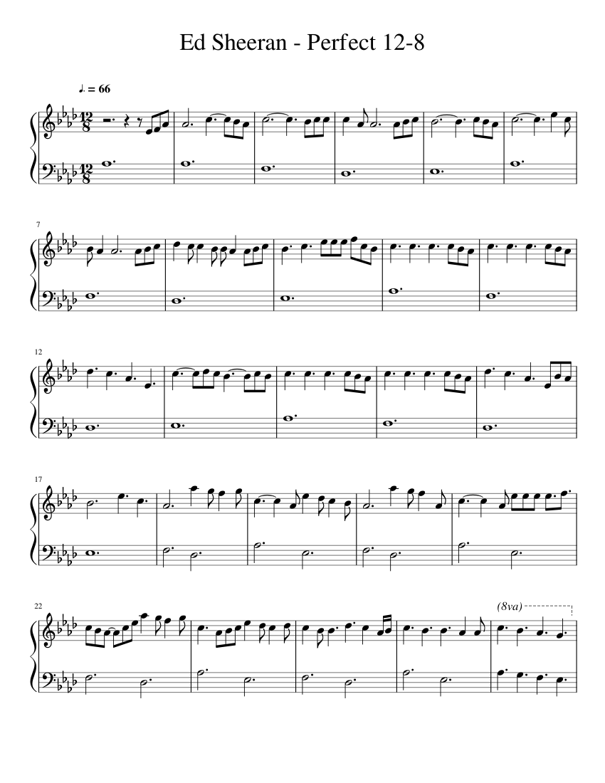 Ed Sheeran - Perfect 12/8 sheet music for Piano download free in PDF or