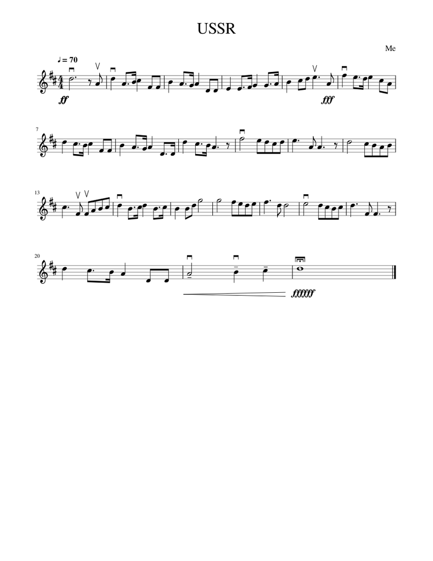 USSR Anthem Sheet music for Violin Download free in PDF or MIDI