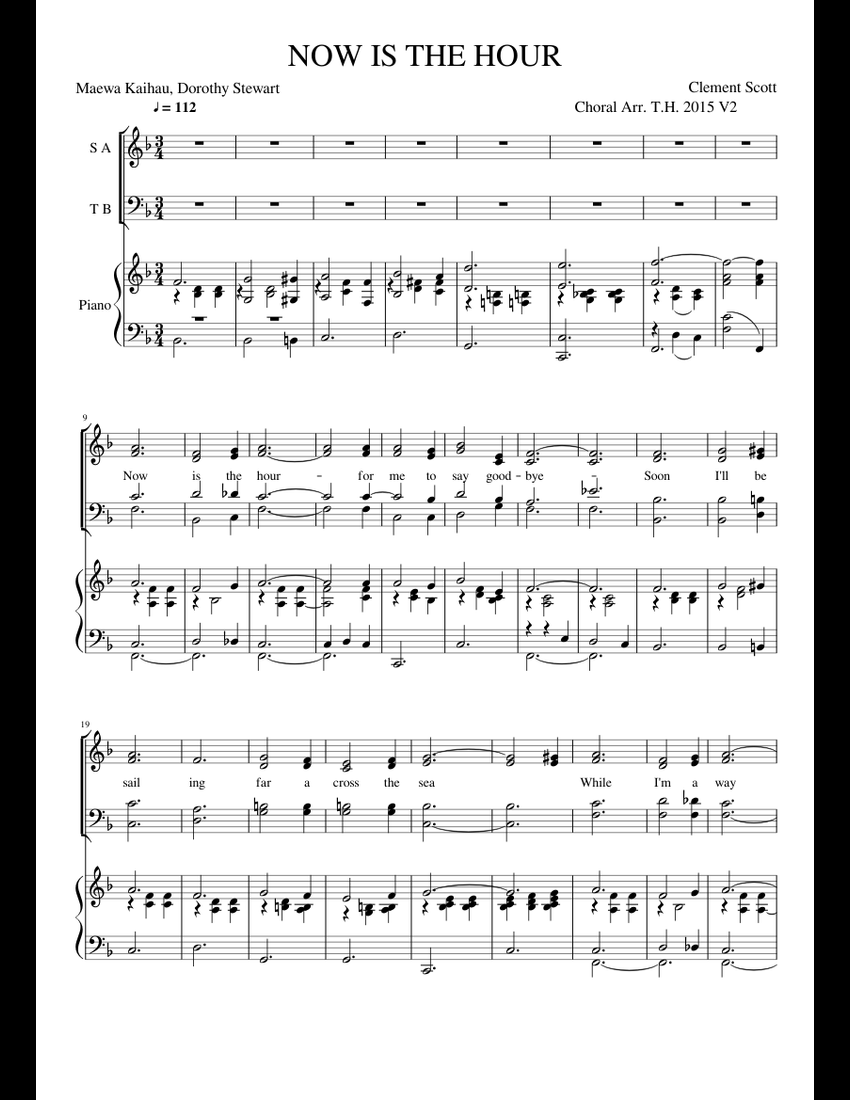 NOW IS THE HOUR V2 Sheet Music For Piano Voice Download Free In PDF Or Now is the hour v2 sheet music for piano voice download free in pdf or