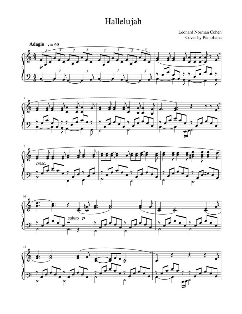 Hallelujah Sheet music for Piano (Solo)