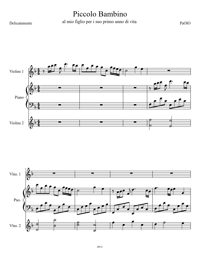 Piccolo Bambino sheet music download free in PDF or MIDI