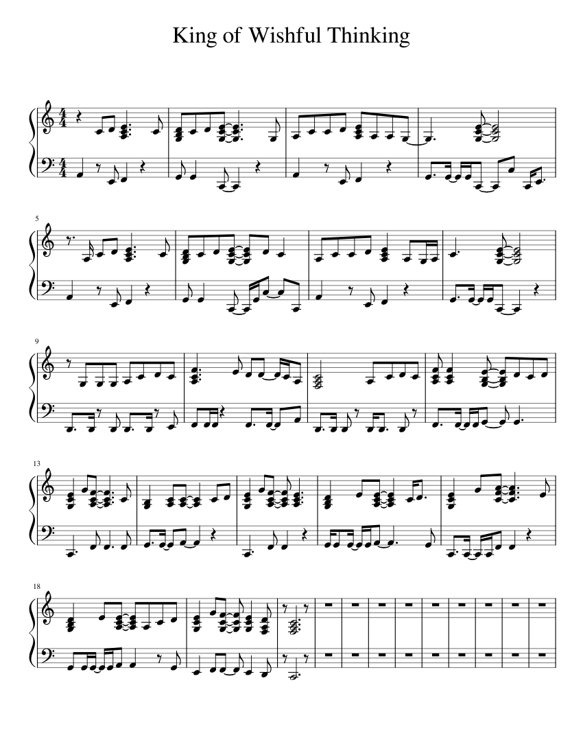 King Of Wishful Thinking Sheet Music For Piano Solo