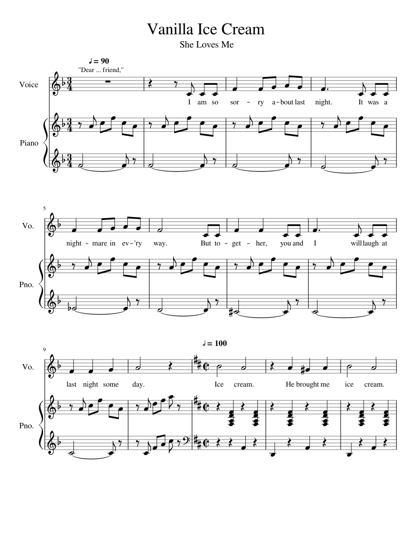 Vanilla Ice Cream Sheet music for Piano, Voice | Download free in PDF