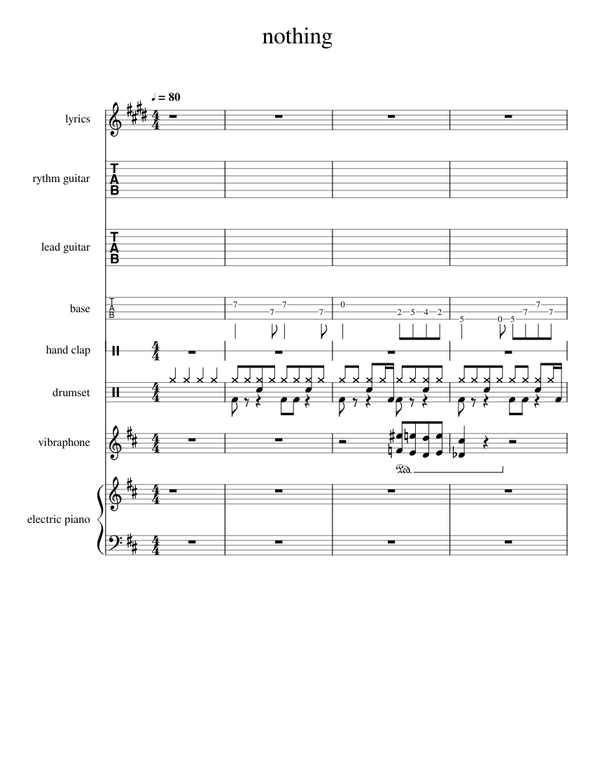 Nothing - Rex Orange County sheet music for Piano, Trumpet, Guitar