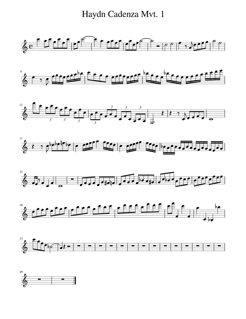 Haydn_Cadenza_Mvt._1 Sheet music for Trumpet (In B Flat) (Solo