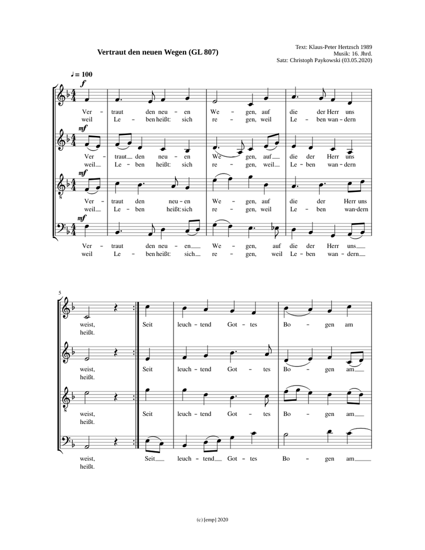 GL 807 Vertraut Den Neuen Wegen emp Sheet Music Musescore gl-807-vertraut-den-neuen-wegen-emp-sheet-music-musescore