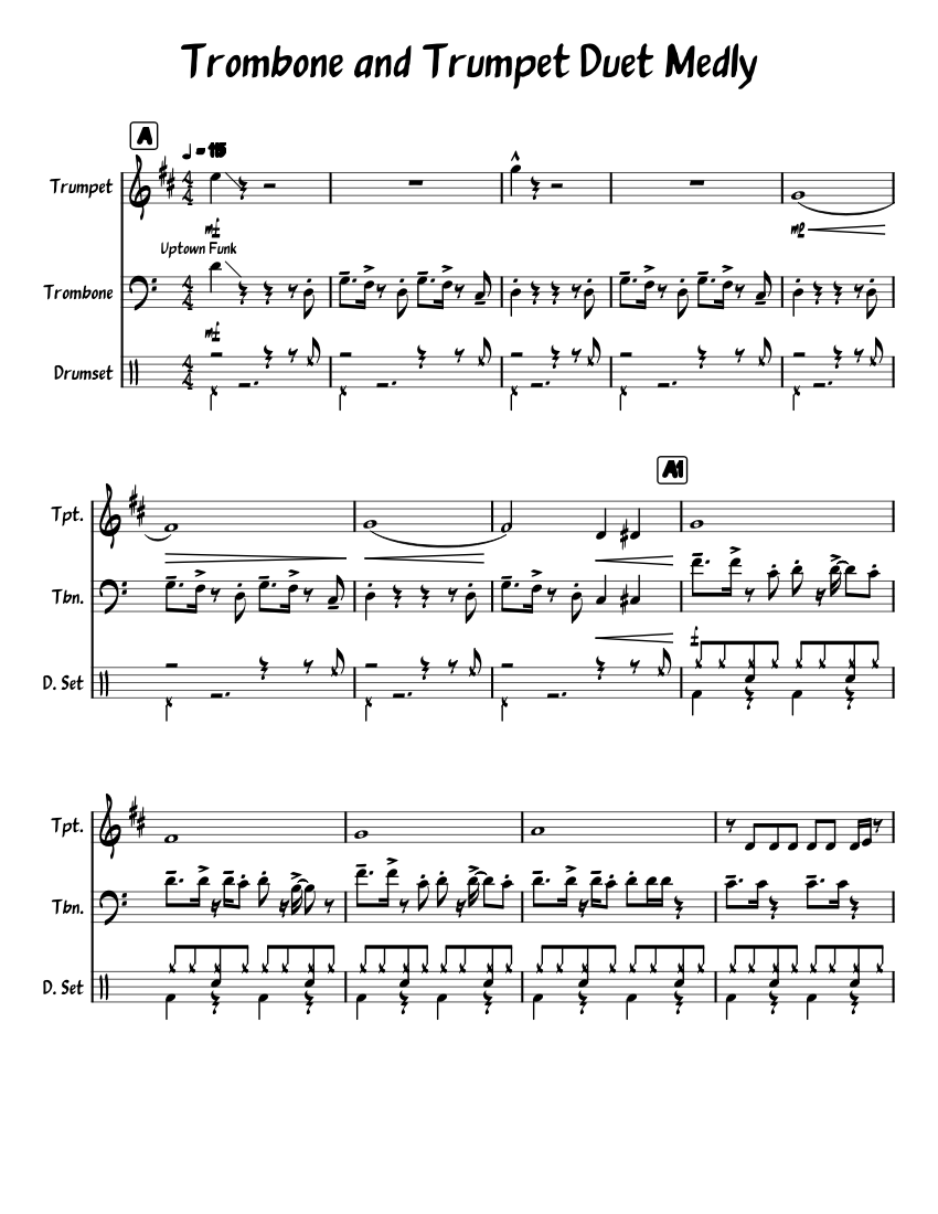 Trombone_and_Trumpet_Duet_Medly Sheet music for Trumpet, Trombone
