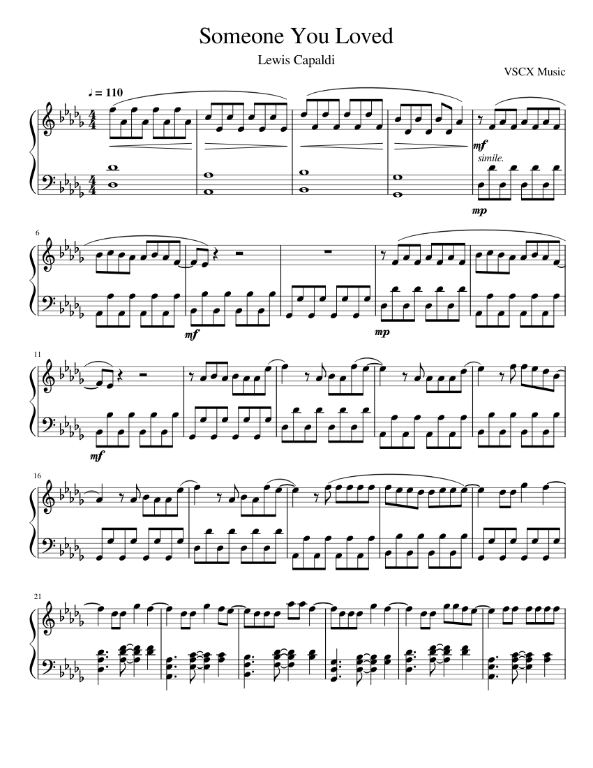 Someone You Loved Sheet music for Piano | Download free in PDF or MIDI