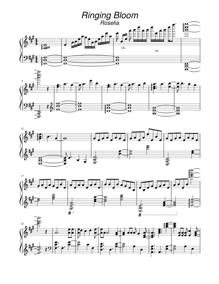 Ringing Bloom Roselia Sheet Music For Piano Solo Musescore Com
