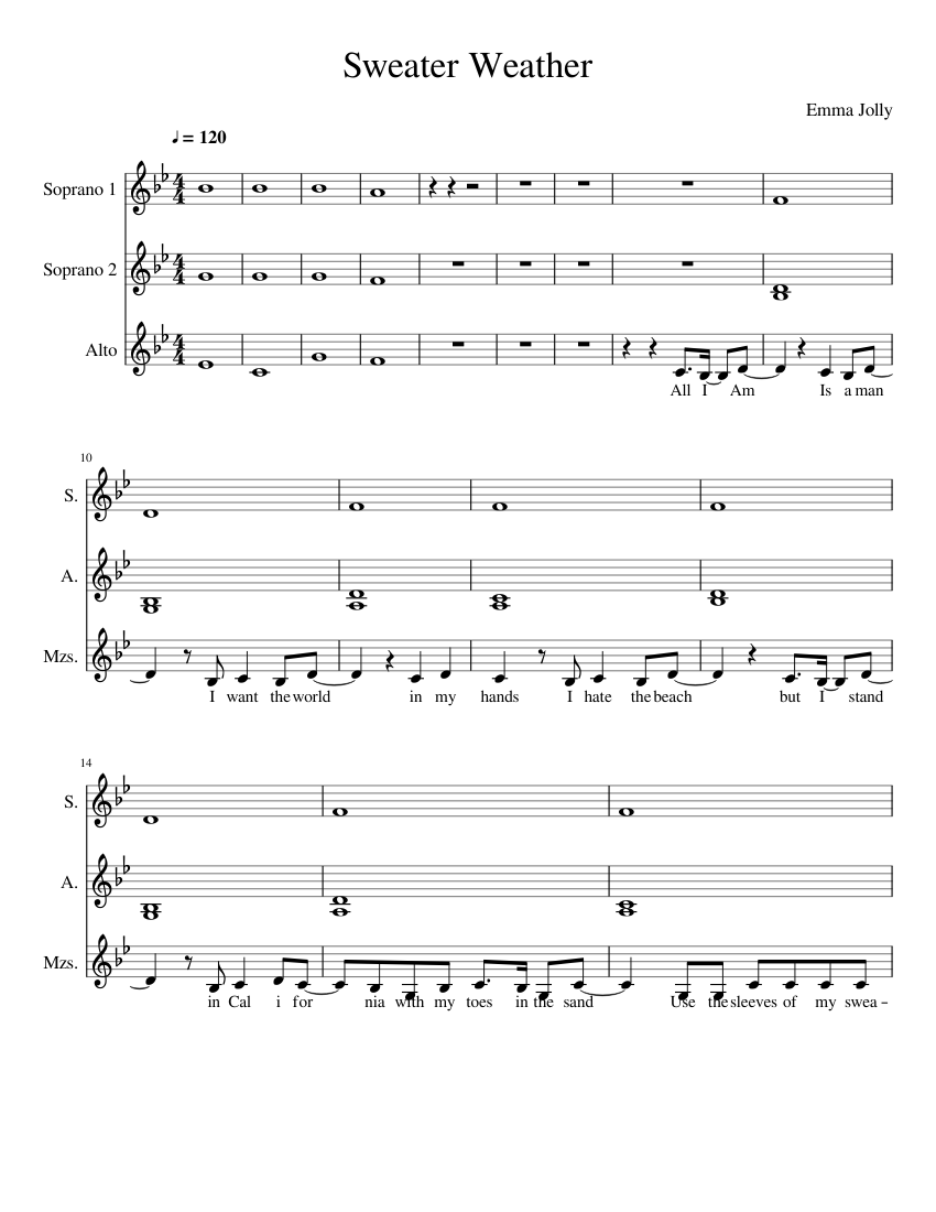 Sweater Weather Sheet music for Soprano, Alto, Mezzo Soprano (Choral