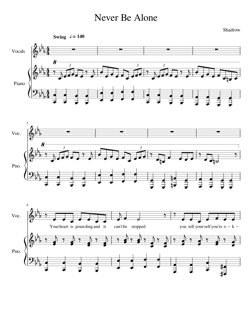 Never Be Alone (FNAF 4 Song) Sheet music for Piano, Bass | Download