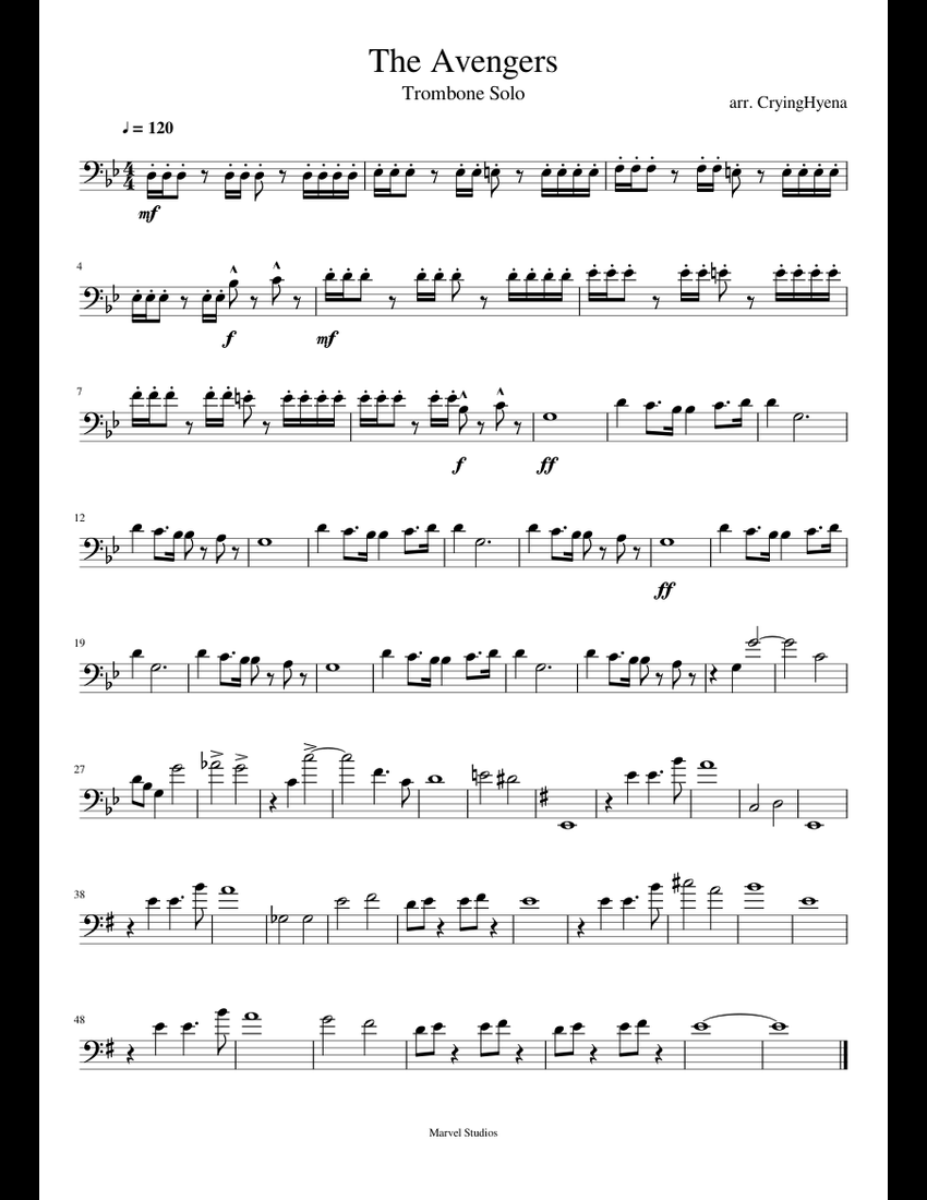 The Avengers sheet music for Trombone download free in PDF or MIDI