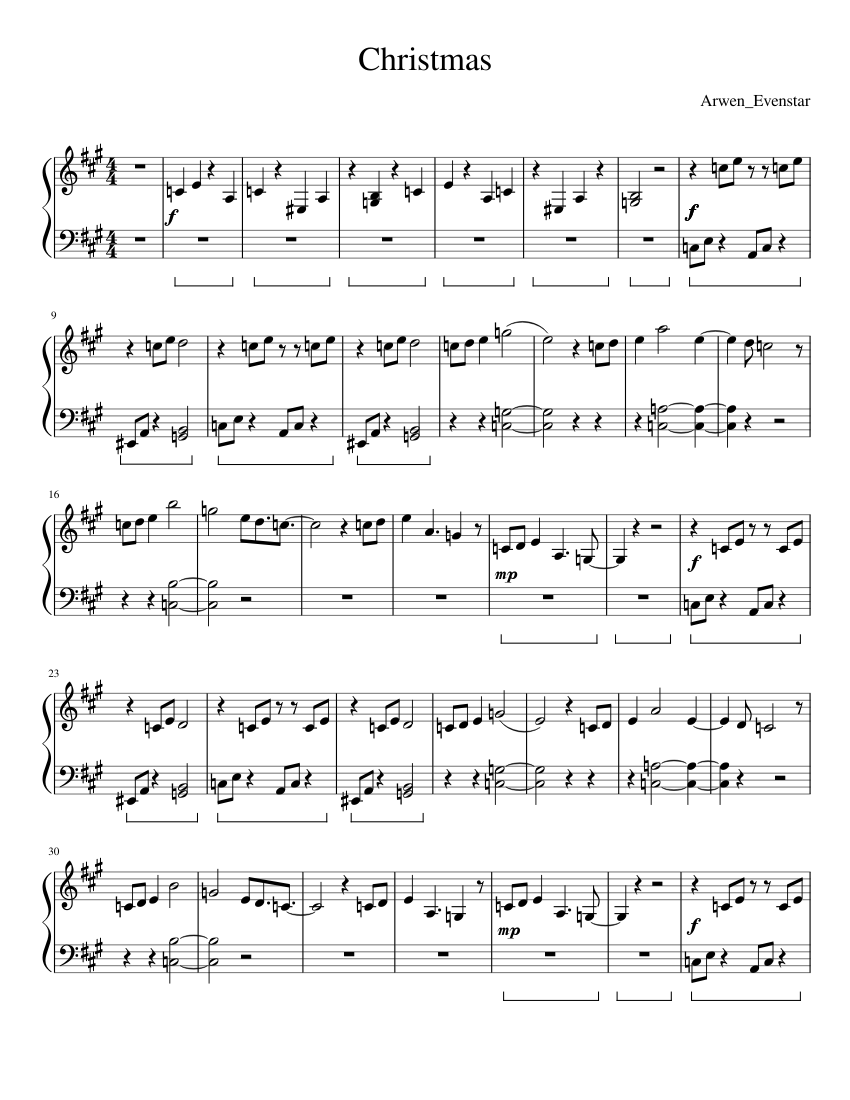 Christmas sheet music for Piano download free in PDF or MIDI