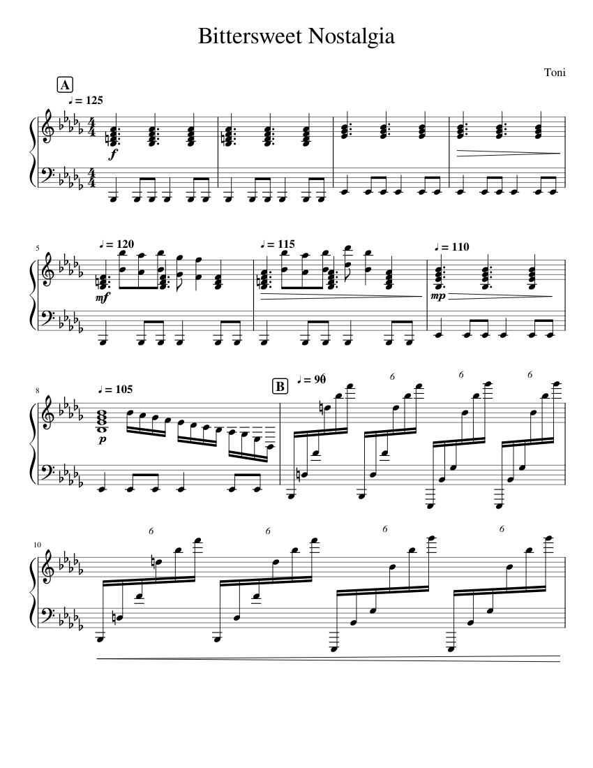 Bittersweet Nostalgia sheet music for Piano download free in PDF or MIDI