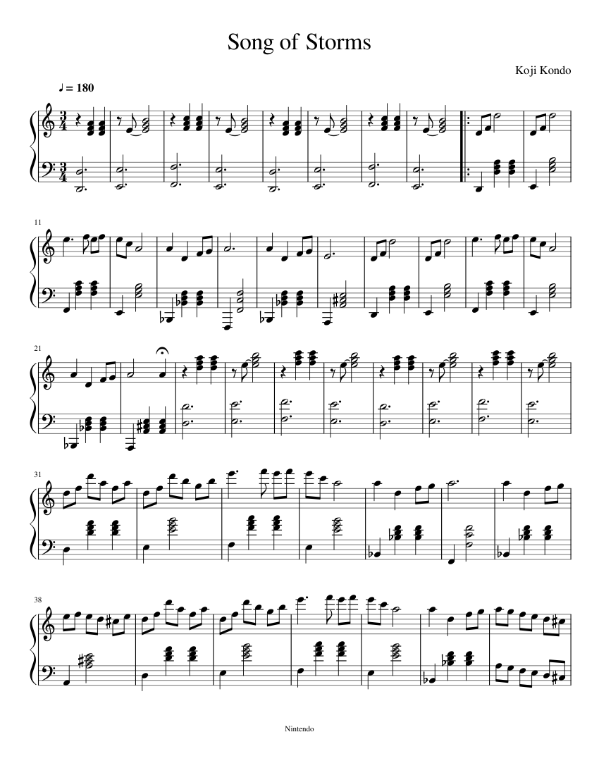 Song of Storms sheet music for Piano download free in PDF ...