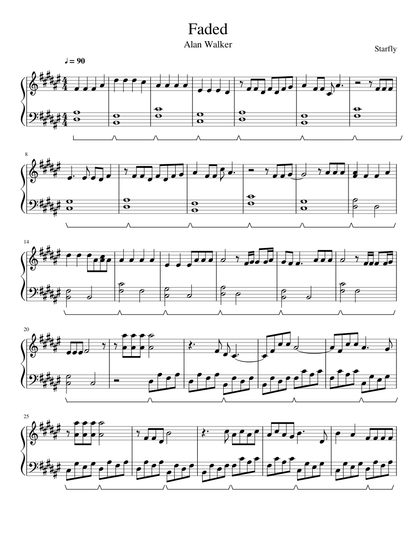 Faded Sheet music for Piano | Download free in PDF or MIDI | Musescore.com