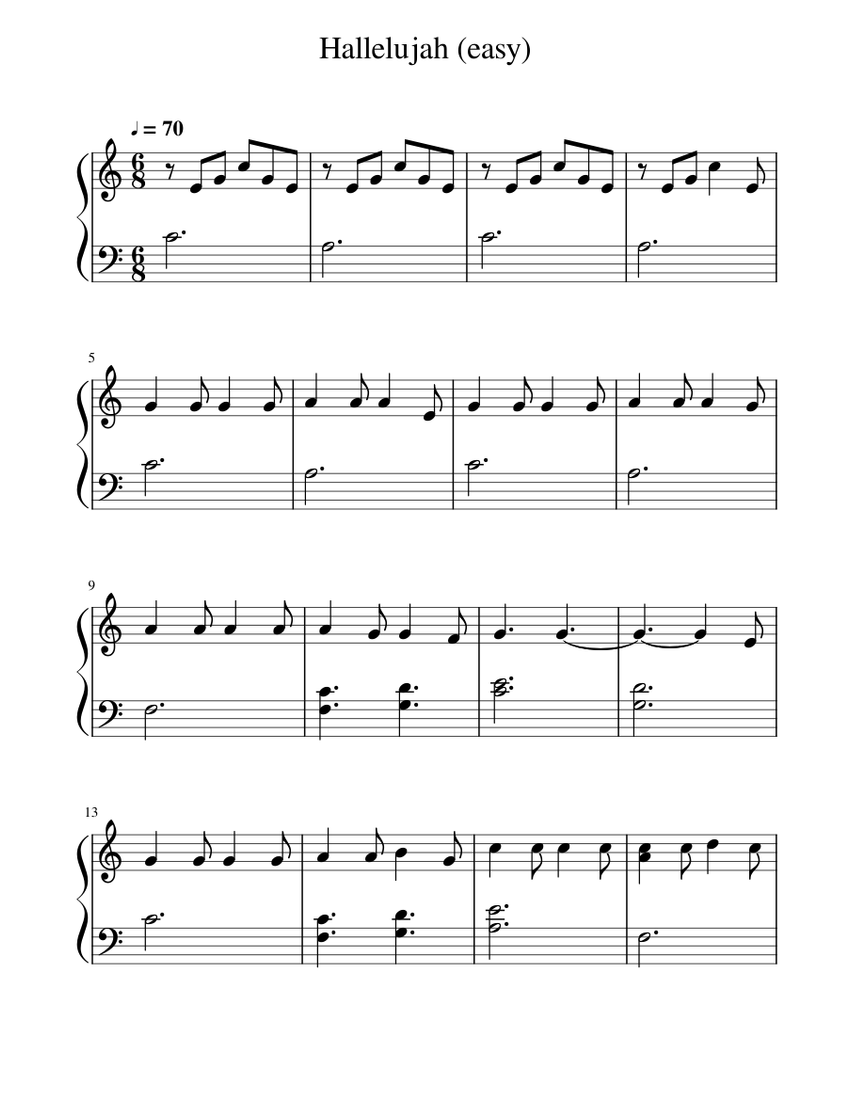 Hallelujah (easy) Sheet music for Piano (Solo) | Musescore.com