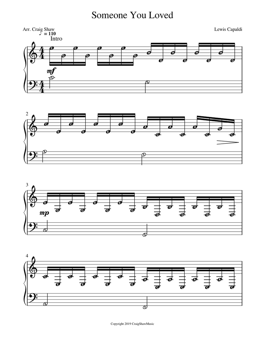 Someone_You_Loved Sheet music for Piano (Solo) | Musescore.com