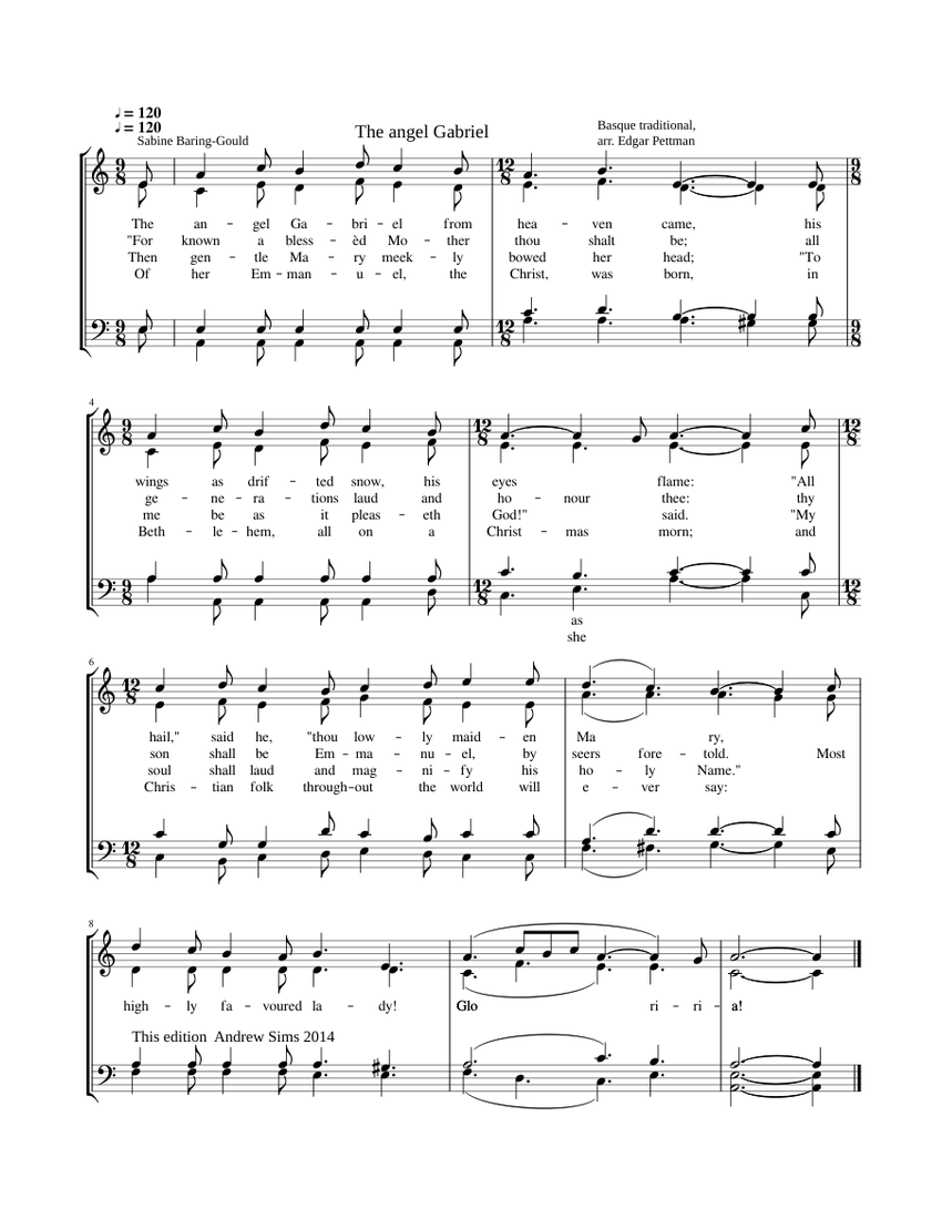 Gabriel S Message Or The Angel Gabriel Anonymous Traditional Sheet Music Musescore Com musescore com
