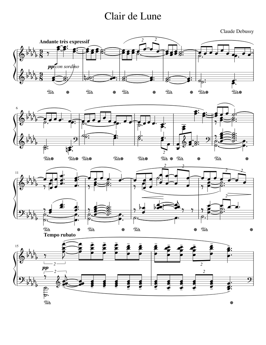 Clair de Lune Sheet music for Piano | Download free in PDF or MIDI