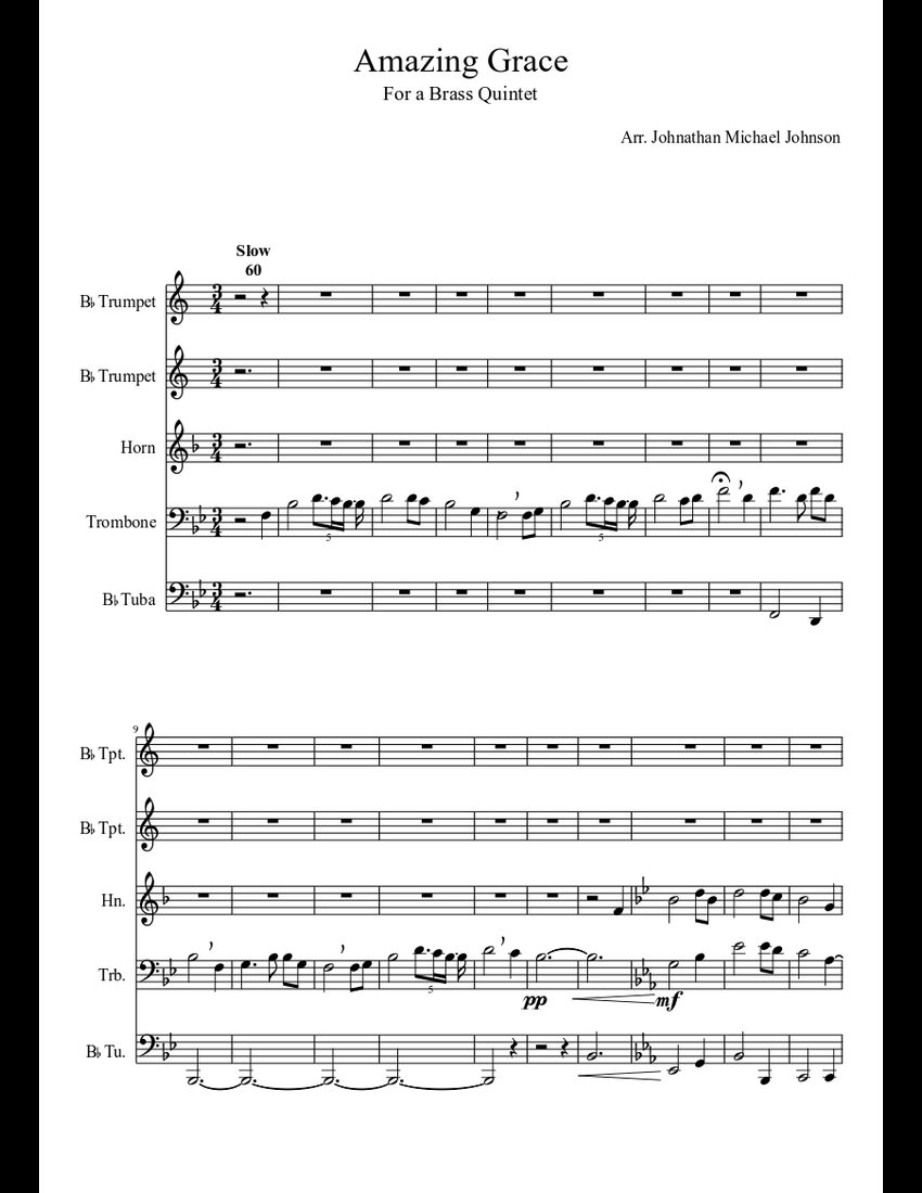 Amazing Grace for Brass Quartet sheet music download free in PDF or MIDI