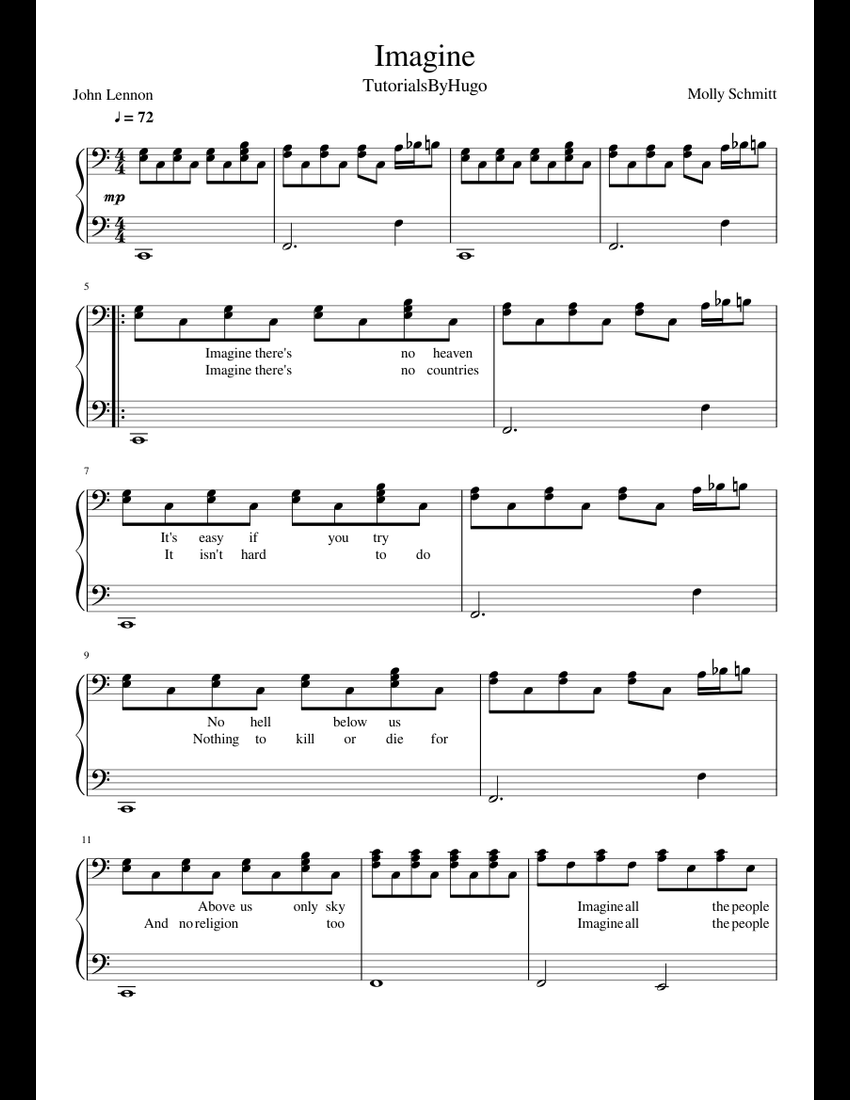 Imagine (piano accompaniment) sheet music for Piano download free in
