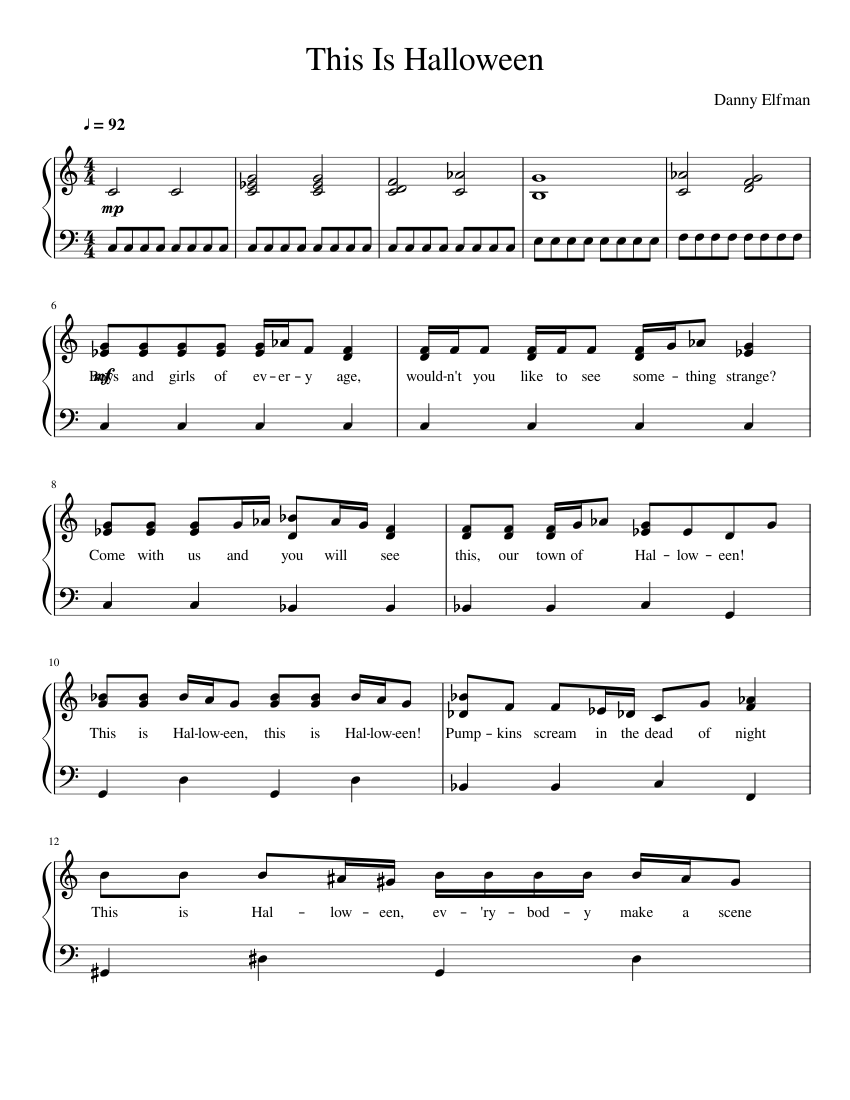 This is Halloween sheet music for Piano download free in PDF or MIDI