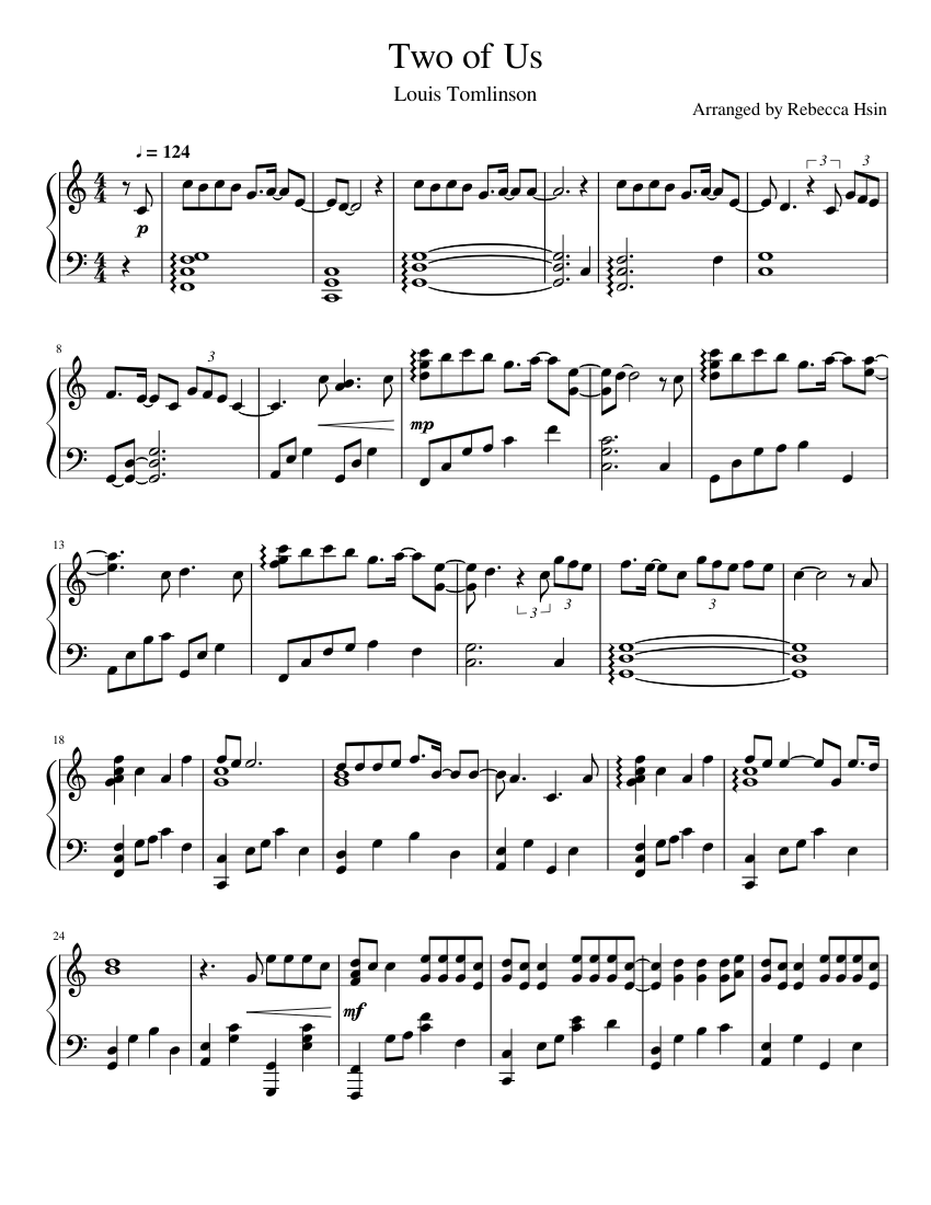 Two of Us Louis Tomlinson Sheet music for Piano (Solo)