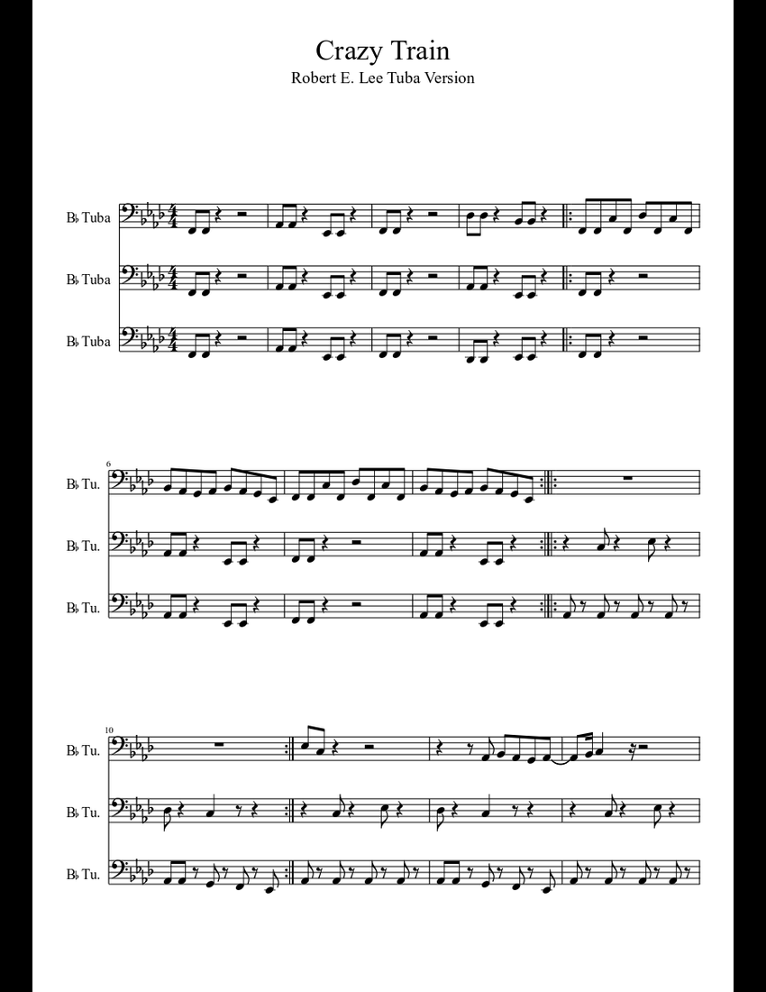 Crazy Train sheet music download free in PDF or MIDI