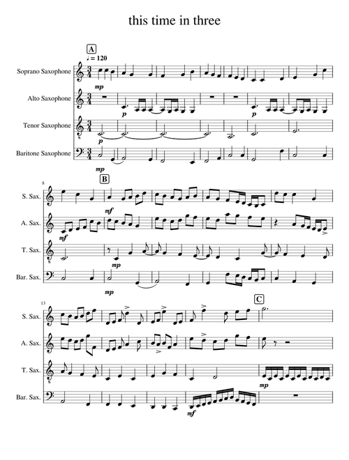 Sheet Music For Alto Saxophone With 4 Instruments Musescore Com