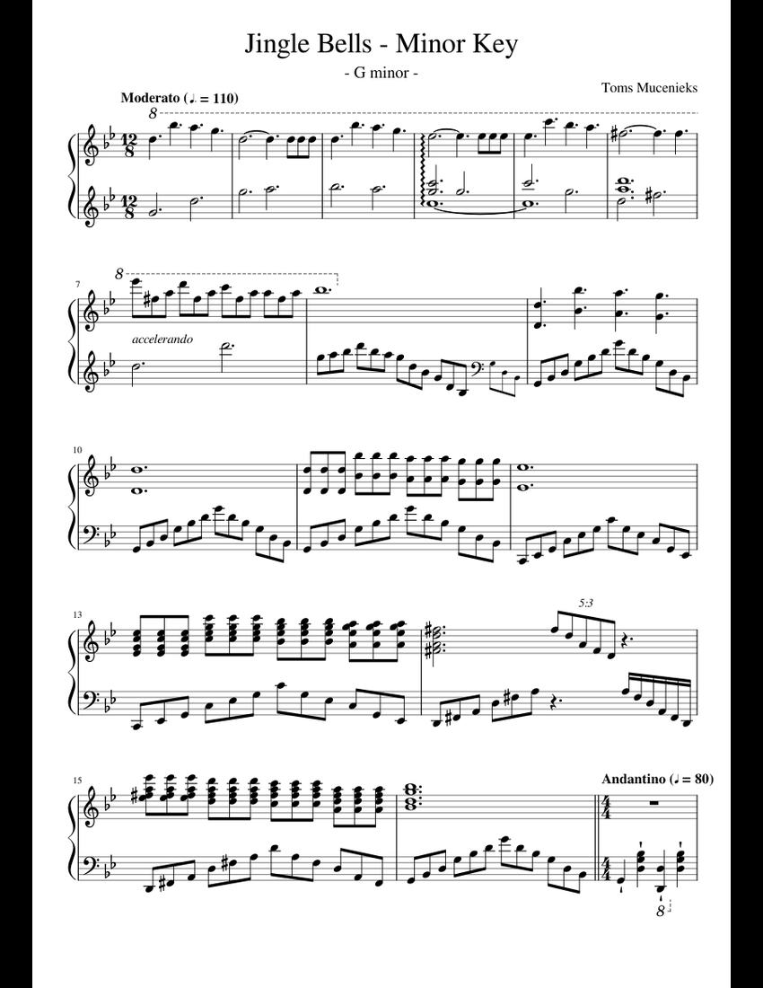 Jingle Bells Minor Key sheet music for Piano download free in PDF or MIDI