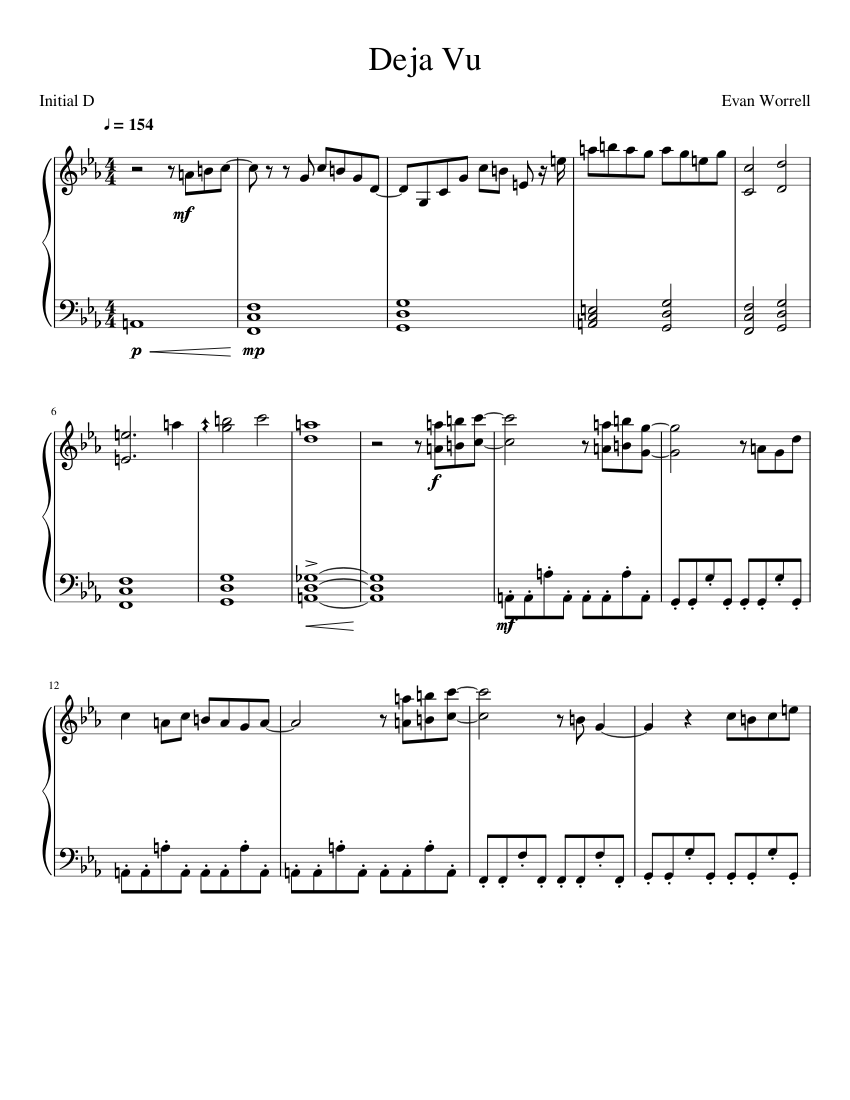 Déjà Vu sheet music for Piano download free in PDF or MIDI