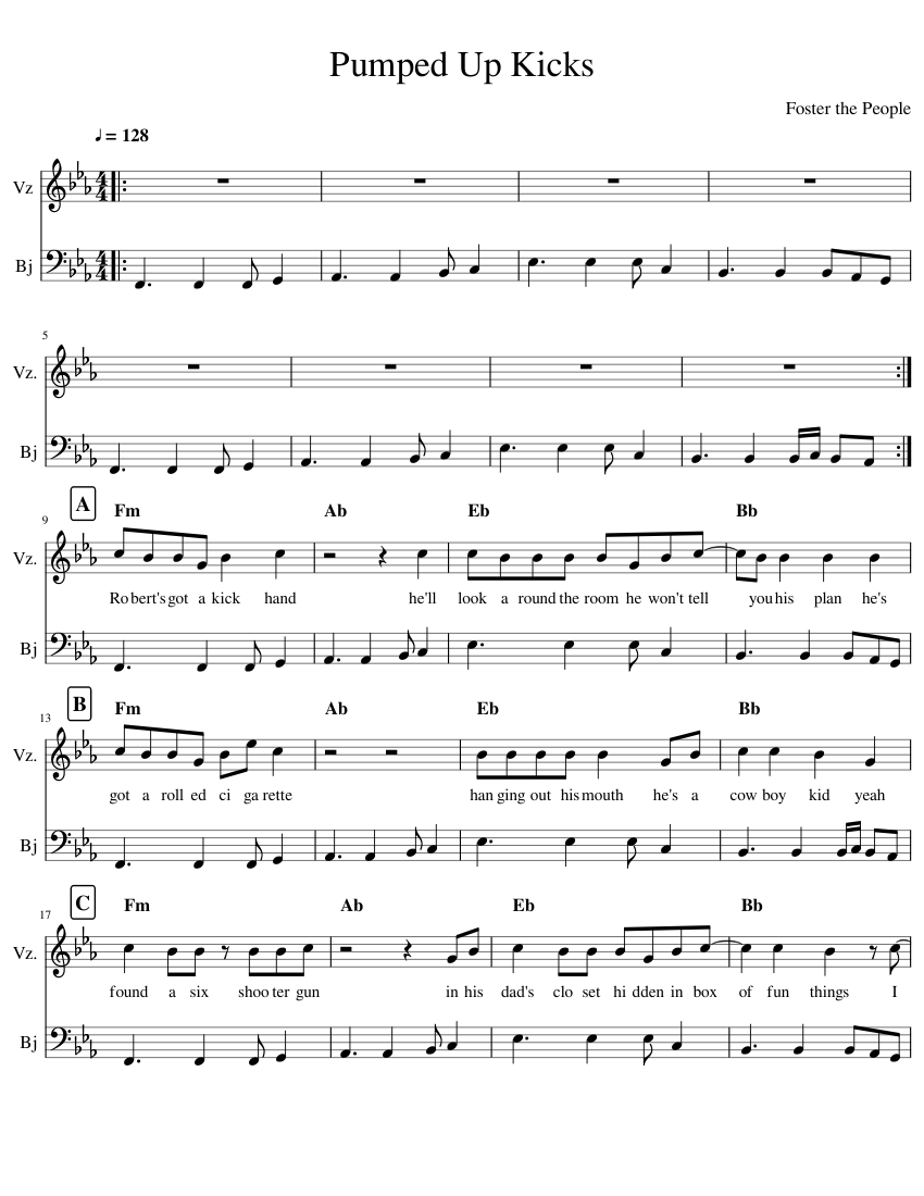 Pumped Up Kicks sheet music for Guitar, Bass download free in PDF or MIDI