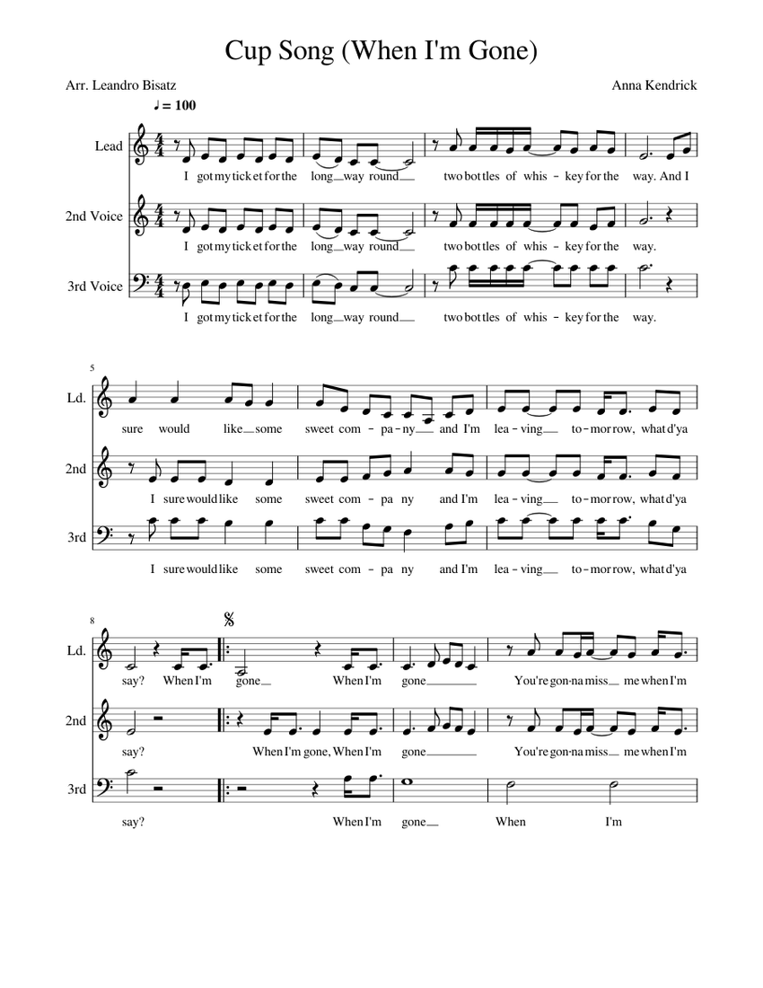Cup Song (When I'm Gone) Sheet music for Piano | Download free in PDF