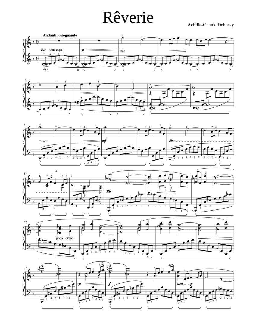 Reverie Sheet music for Piano (Solo) | Musescore.com