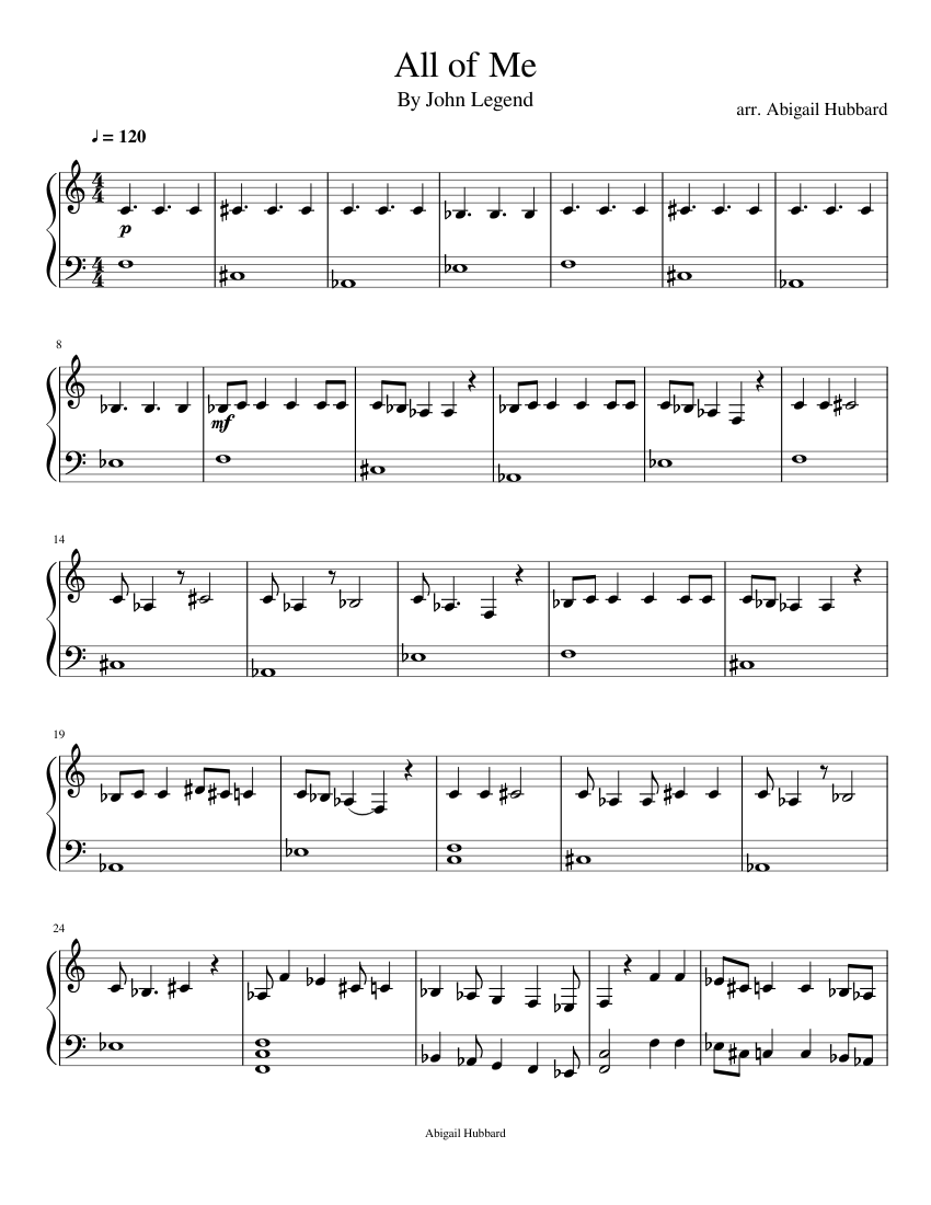 All of Me (John Legend) Sheet music for Piano | Download free in PDF or