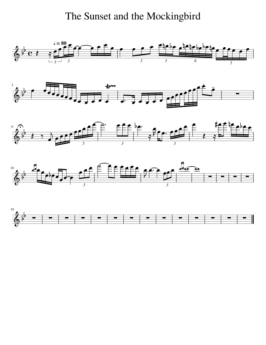 The Sunset and the Mockingbird Sheet music for Piano (Solo) | Musescore.com